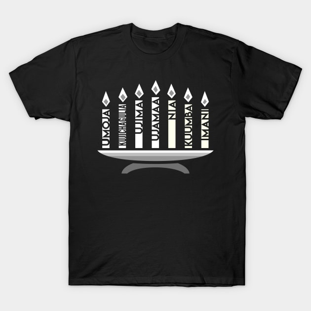 Festive Kwanzaa Candles Holiday (white) T-Shirt by Elvdant